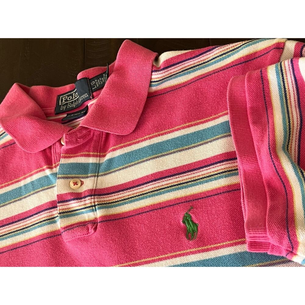 Polo Ralph Lauren Men’s Large Cotton Short Sleeve Striped Polo Preppy Vintage